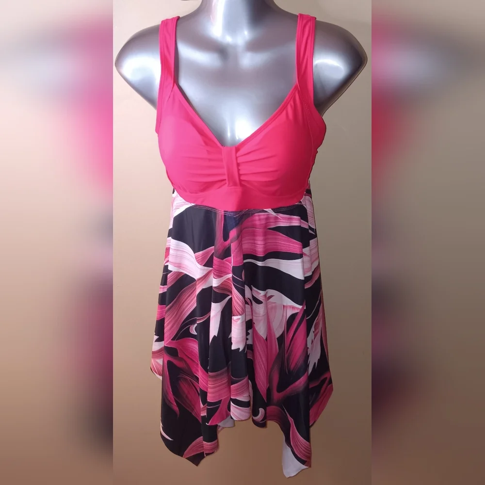 2/$35 NWOT BUCOTA Floral Style Swimdress XL Two Piece Tankini Bathing Suit. - Picture 5 of 6